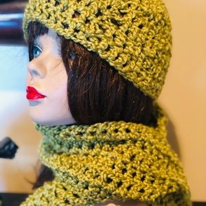Light Lime Green Hat Scarf  Set Perfect for a Gift Unisex